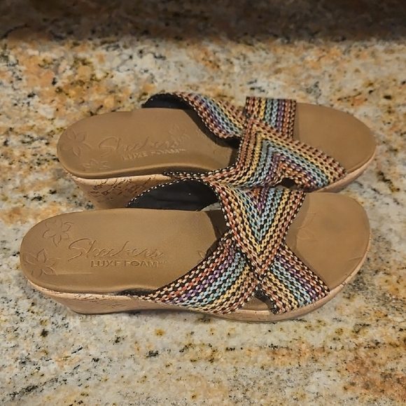 Skechers Cork Wedge Slides - Picture 2 of 7
